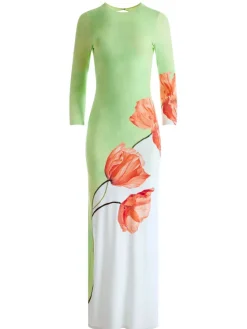Women Alice and Olivia Delora Open Back Crew Neck Maxi Dress