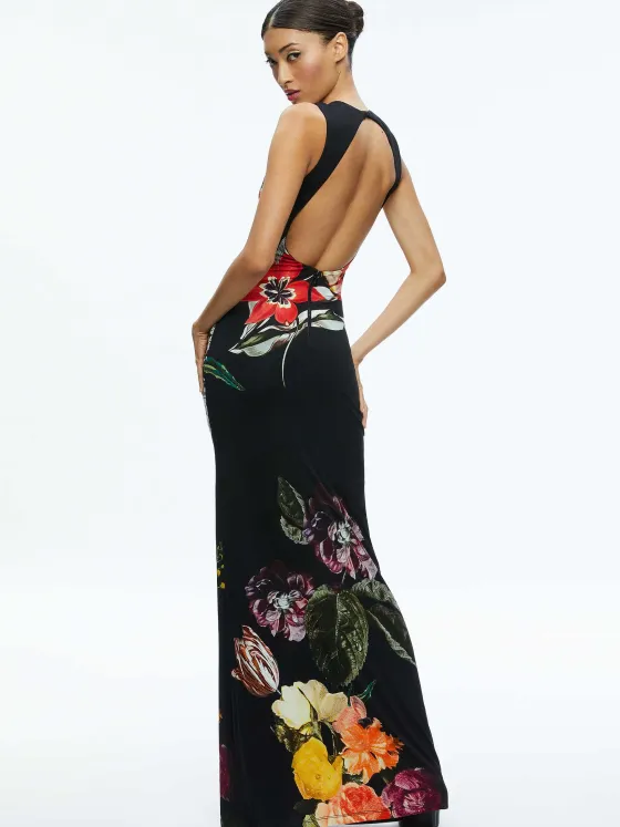 Women Alice and Olivia Delora Open Back Maxi Dress