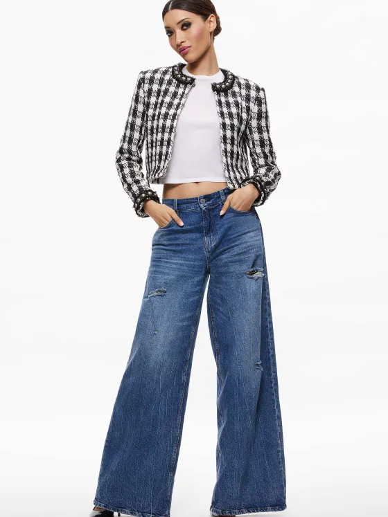 Women Alice and Olivia Deon Two-Fer Tweed Jacket