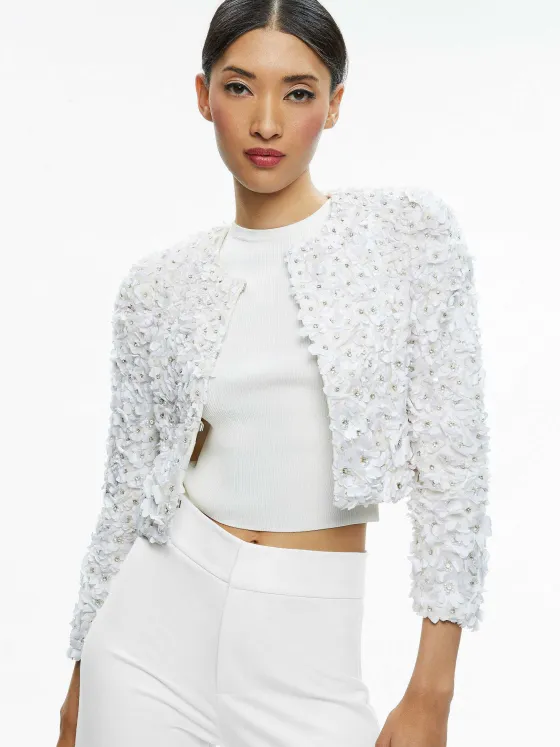 Women Alice and Olivia Domenica Embellished Mini Gown + Lorna Embellished Cropped Jacket