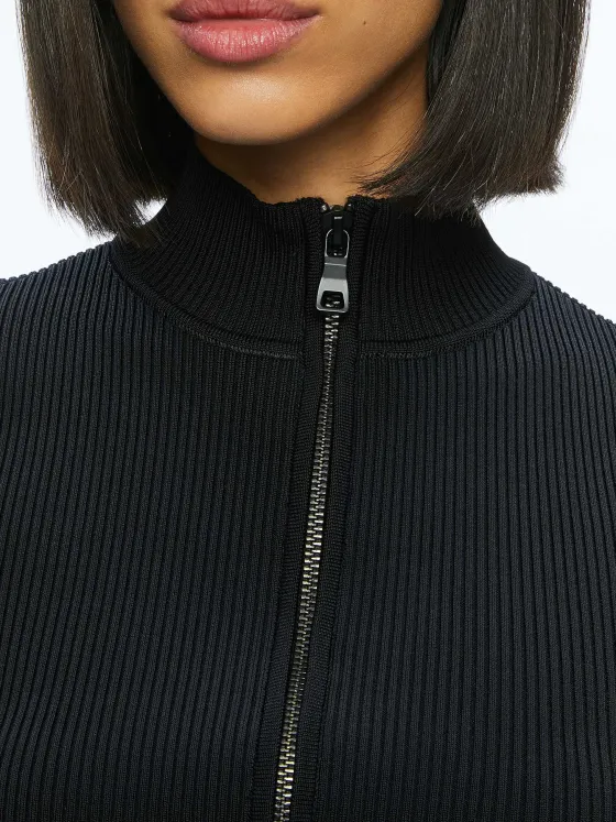 Women Alice and Olivia Dorris Ribbed Zip Up Cardigan