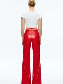 Women Alice and Olivia Dylan High Waisted Vegan Leather Wide Leg Pant
