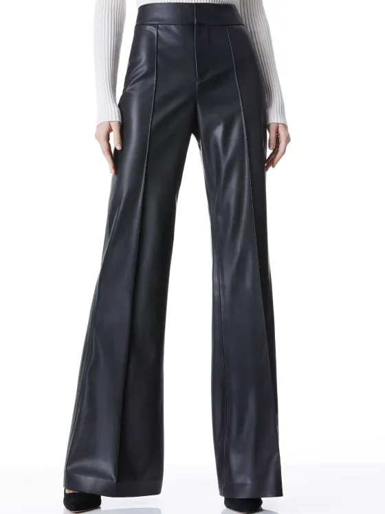Women Alice and Olivia Dylan Vegan Leather Wide Leg Pant