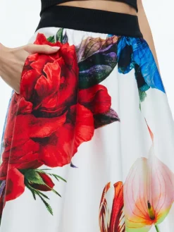 Women Alice and Olivia Earla High Rise Flared Midi Skirt