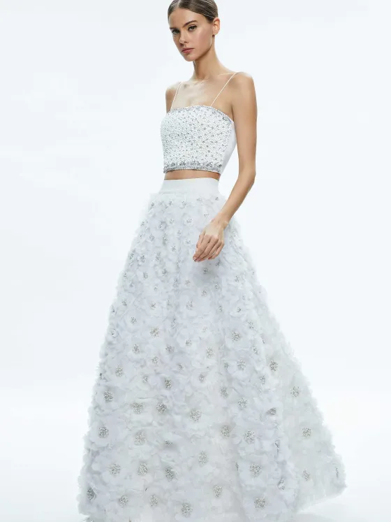 Women Alice and Olivia Earla High Waisted Floral Embellished Skirt
