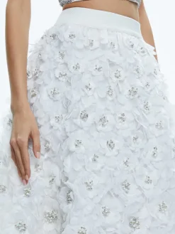 Women Alice and Olivia Earla High Waisted Floral Embellished Skirt