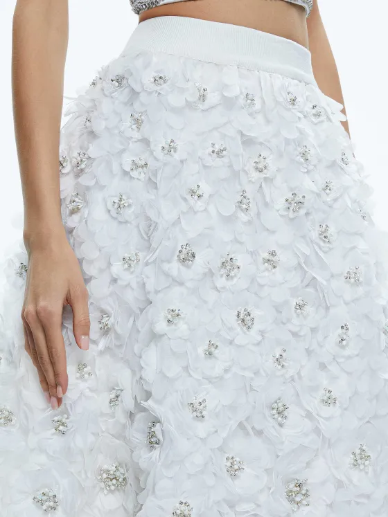 Women Alice and Olivia Earla High Waisted Floral Embellished Skirt