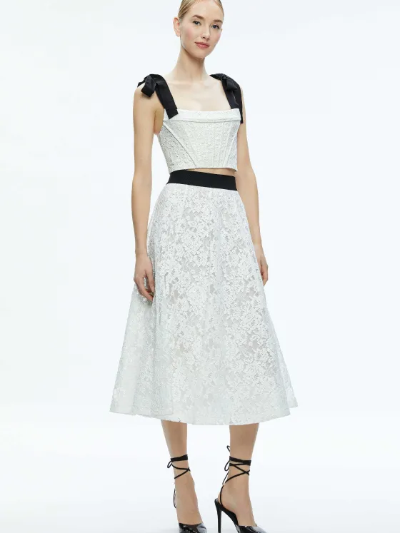 Women Alice and Olivia Earla Lace Midi Skirt