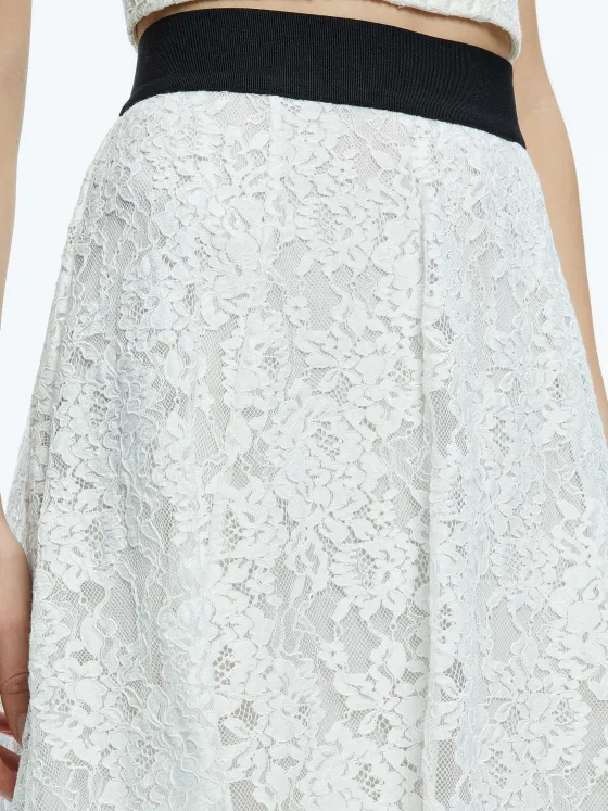 Women Alice and Olivia Earla Lace Midi Skirt