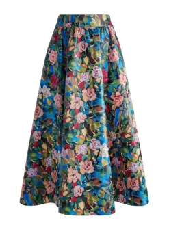 Women Alice and Olivia Earla Vegan Leather Flare Skirt + Ilan Smocked Sleeve Button Front Blouse