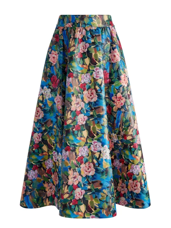 Women Alice and Olivia Earla Vegan Leather Flare Skirt + Ilan Smocked Sleeve Button Front Blouse
