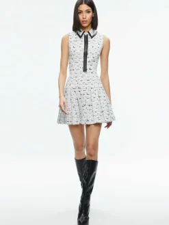 Women Alice and Olivia Ellis Tweed Box Pleat Dress