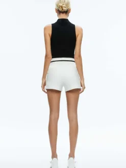 Women Alice and Olivia Esta Pleated Contrast Trim Short