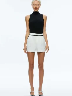 Women Alice and Olivia Esta Pleated Contrast Trim Short