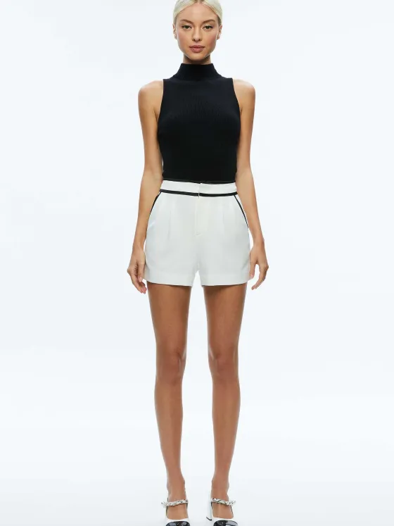 Women Alice and Olivia Esta Pleated Contrast Trim Short