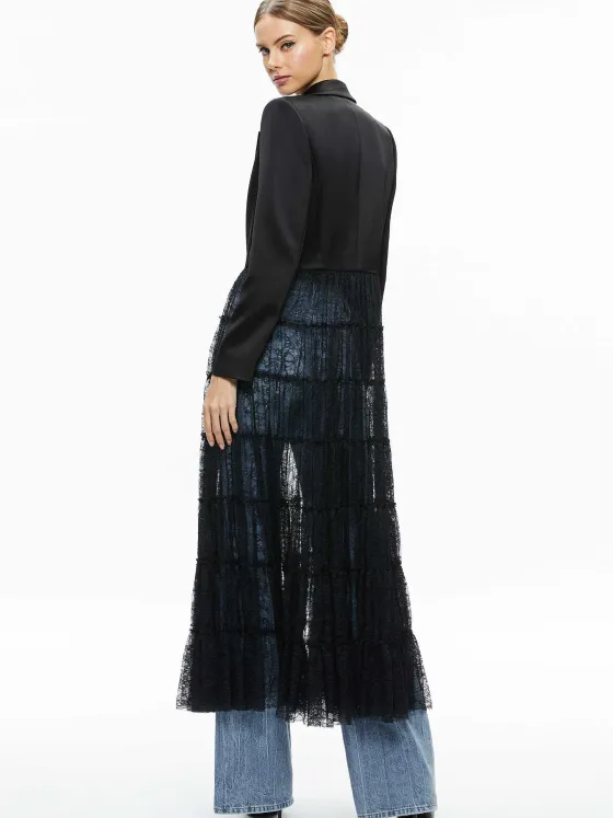 Women Alice and Olivia Everly Drama Lace Maxi Blazer