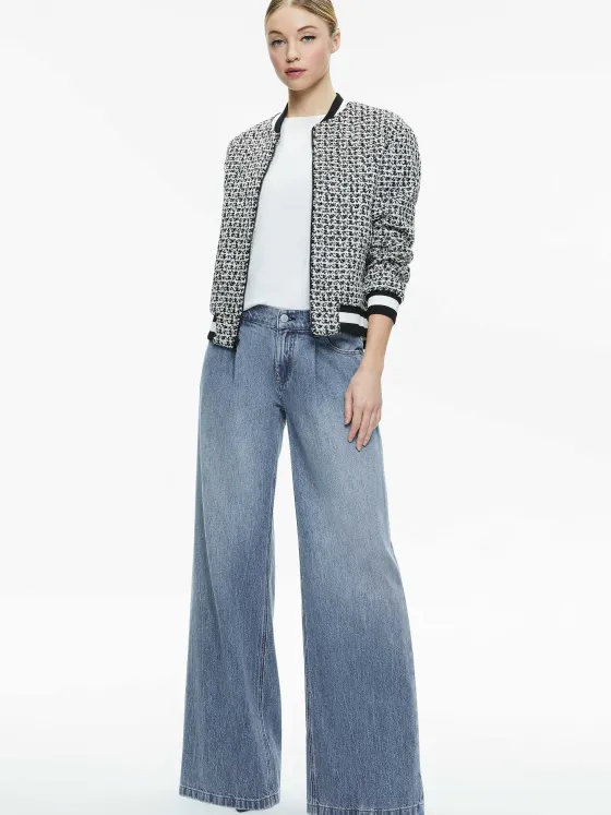 Women Alice and Olivia Felisa Varsity Bomber Jacket