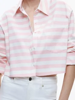 Women Alice and Olivia Finely Cropped Oversized Button Down Shirt