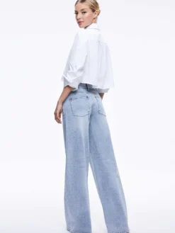 Women Alice and Olivia Finely Cropped Oversized Button Down Shirt