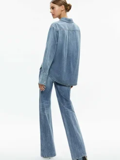 Women Alice and Olivia Finely Denim Button Down