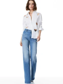 Women Alice and Olivia Finely Heart Embellished Button Down