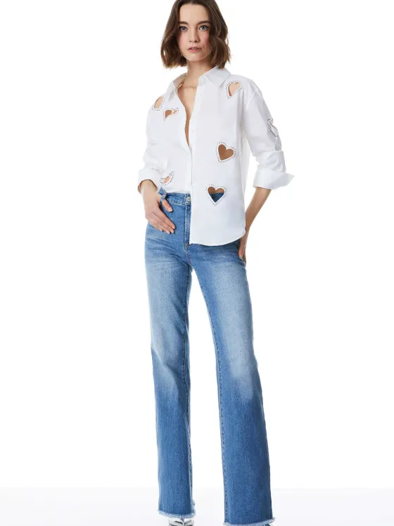Women Alice and Olivia Finely Heart Embellished Button Down