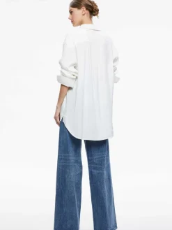 Women Alice and Olivia Finely Oversized Linen Button Down Shirt