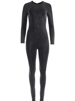 Women Alice and Olivia Freddie Crewneck Embellished Catsuit