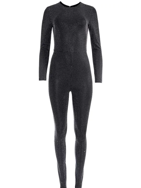 Women Alice and Olivia Freddie Crewneck Embellished Catsuit