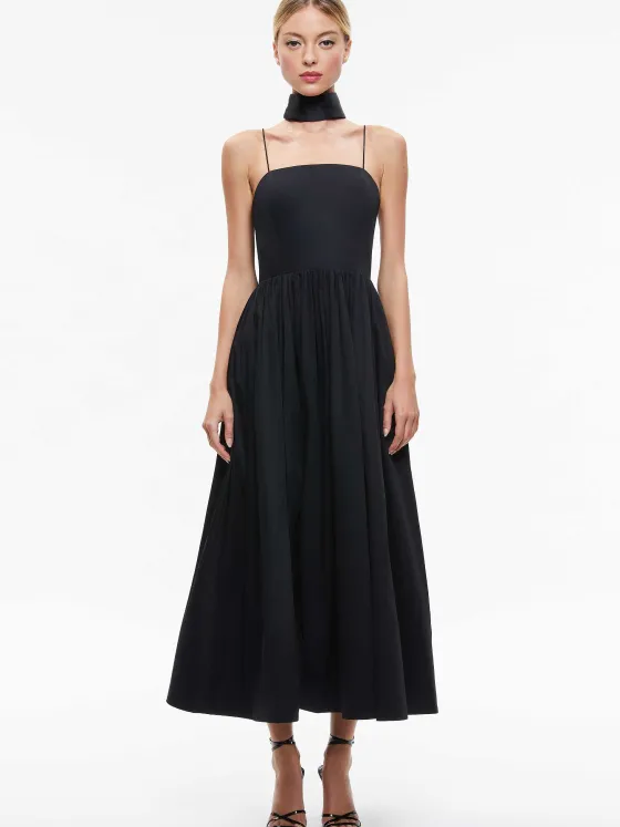 Women Alice and Olivia Glynis Spaghetti Strap Scarf Midi Dress
