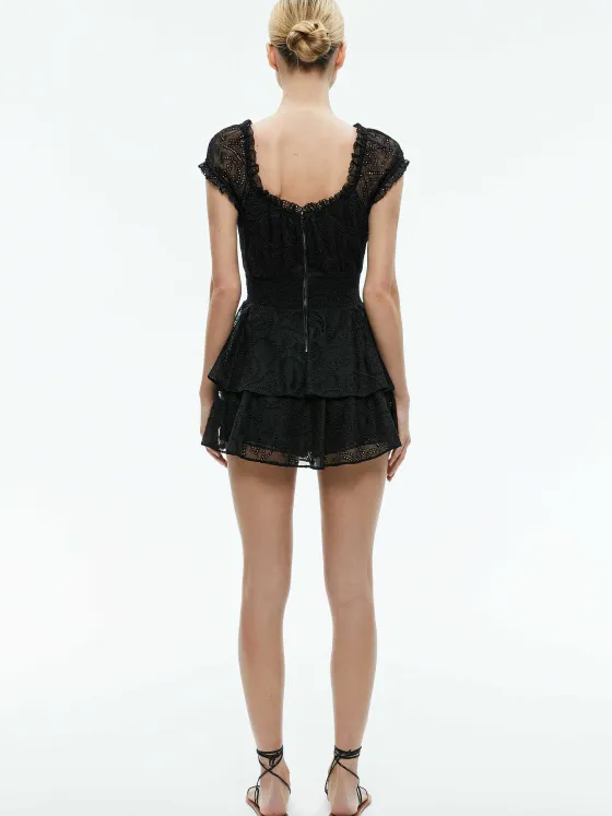 Women Alice and Olivia Gracie Ruffle Romper