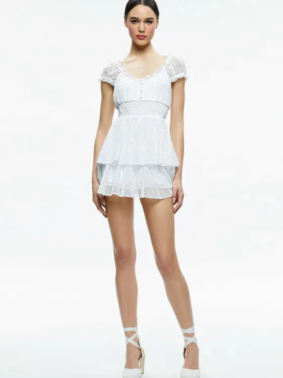 Women Alice and Olivia Gracie Ruffle Romper