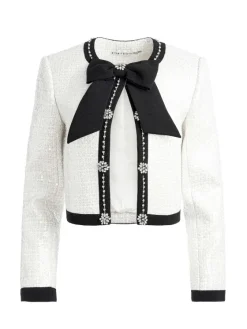 Women Alice and Olivia Gwyneth Embellished Cropped Bow Jacket