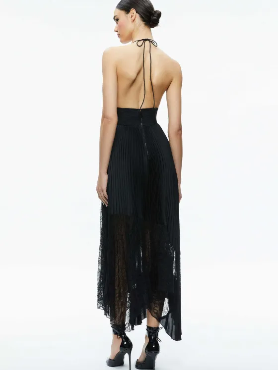 Women Alice and Olivia Hannah Deep V-Neck Scarf Maxi Dress