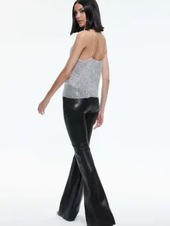 Women Alice and Olivia Harmon Crystal Chainmail Slip Tank