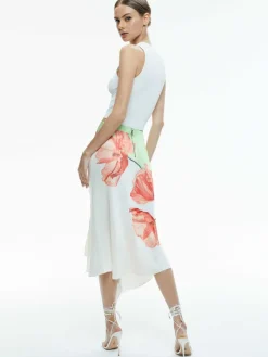 Women Alice and Olivia Harmony Drapey Slit Asymmetric Skirt