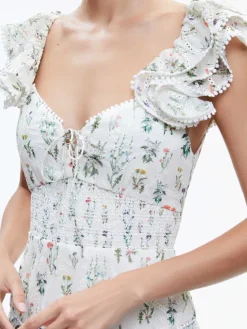 Women Alice and Olivia Hartford Smocked Bustier Tiered Mini Dress