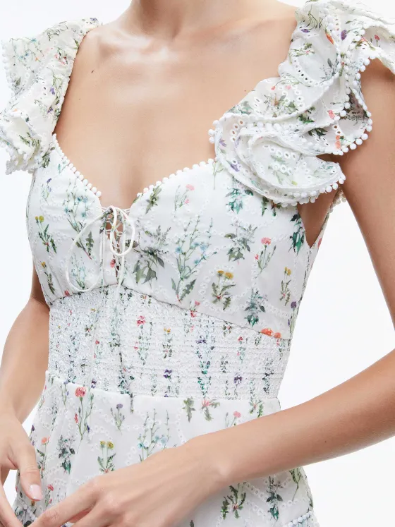 Women Alice and Olivia Hartford Smocked Bustier Tiered Mini Dress