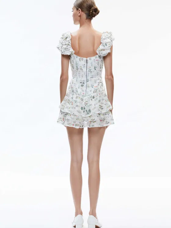 Women Alice and Olivia Hartford Smocked Bustier Tiered Mini Dress