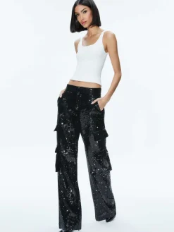 Women Alice and Olivia Hayes Sequin Cargo Pant