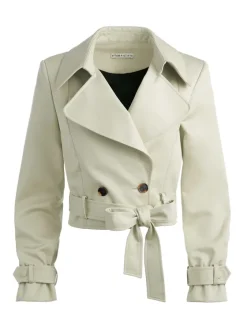 Women Alice and Olivia Hayley Cropped Trench Coat With Belt