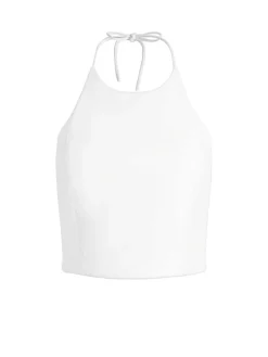 Women Alice and Olivia Jaymee Vegan Leather Cropped Halter Top