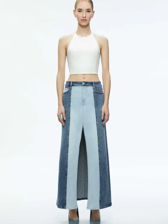 Women Alice and Olivia Jaymee Vegan Leather Cropped Halter Top