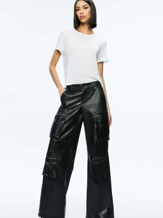 Women Alice and Olivia Joette Vegan Leather Cargo Pant