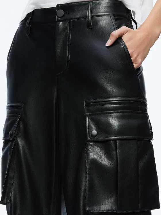 Women Alice and Olivia Joette Vegan Leather Cargo Pant