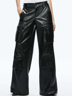 Women Alice and Olivia Joette Vegan Leather Cargo Pant