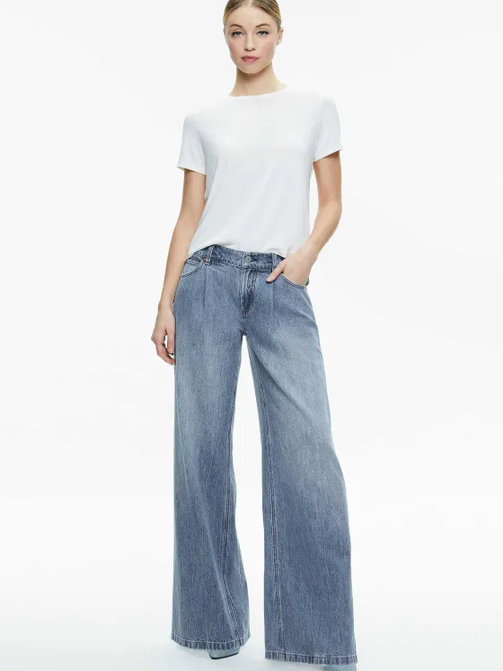 Women Alice and Olivia Jojo Low Rise Full Length 5 Pocket Jean