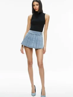 Women Alice and Olivia Justine Rolled Cuff Blazer + Noah Denim Pleated Skort