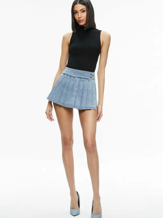 Women Alice and Olivia Justine Rolled Cuff Blazer + Noah Denim Pleated Skort