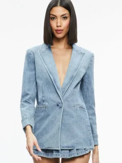 Women Alice and Olivia Justine Rolled Cuff Blazer + Noah Denim Pleated Skort